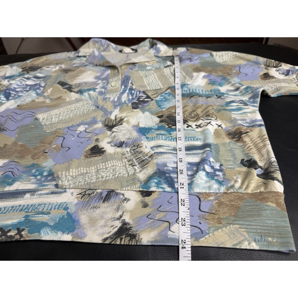 VTG Kay Silver Abstract Art to Wear Shirt(L) Skirt(M) Set Pastel Brushstroke 80s - Picture 8 of 14